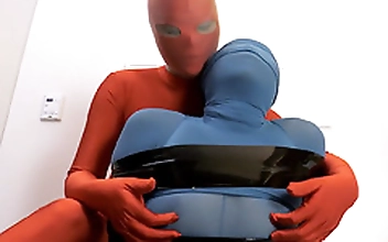 ZENTAI GIRL ENCASEMENT HAND JOB